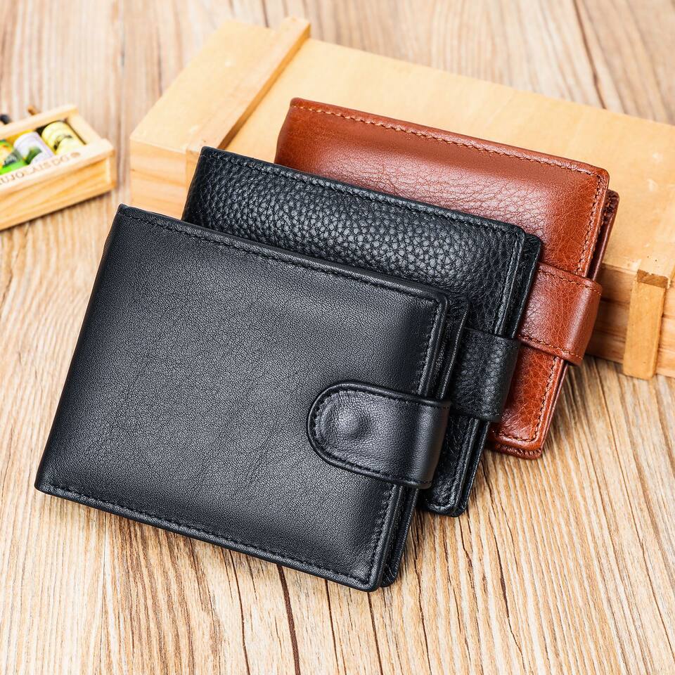 Ví nam da bò thật Marante nhiều ngăn đựng thẻ gập đôi 11,5×9,8 cm — 1067 màu nâu, Màu cà phê, Màu nâu vân phẳng, Màu xám chi tiết 24