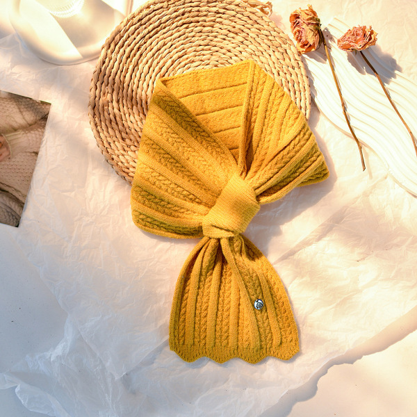 Retro solid color knitted winter universal keep warm scarf with…