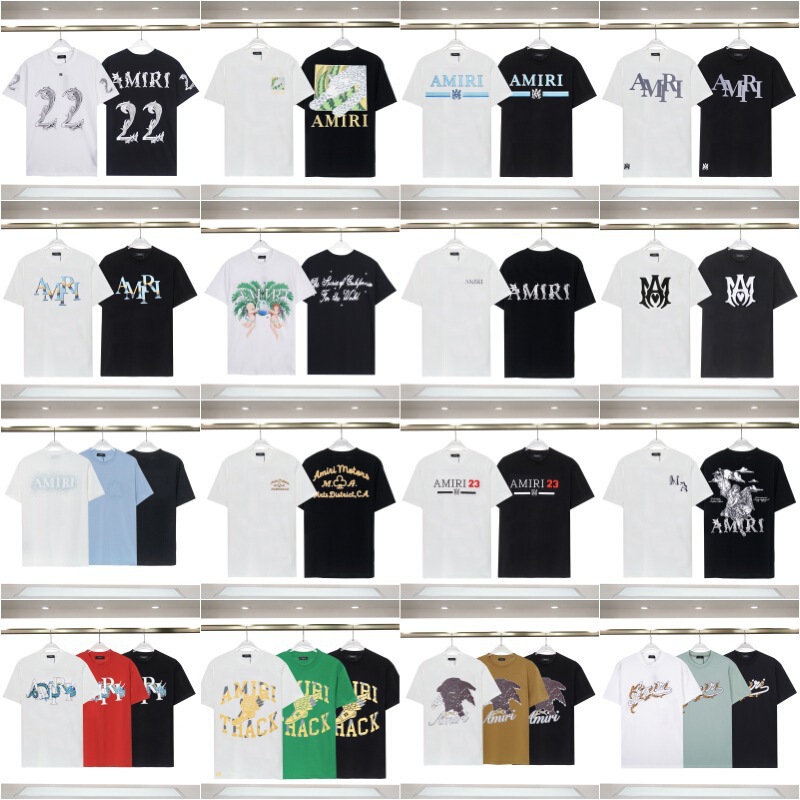 Cross-border Wholesale 2024 Fashion Brand AMIRI Short-sleeved Dragon Year Printing Fashion Casual Men's and Women's Short-sleeved T-shirts Cross-border Wholesale 2024 Fashion Brand AMIRI Short-sleeved Dragon Year Printing Fashion Casual Men's and Women's Short-sleeved T-shirts