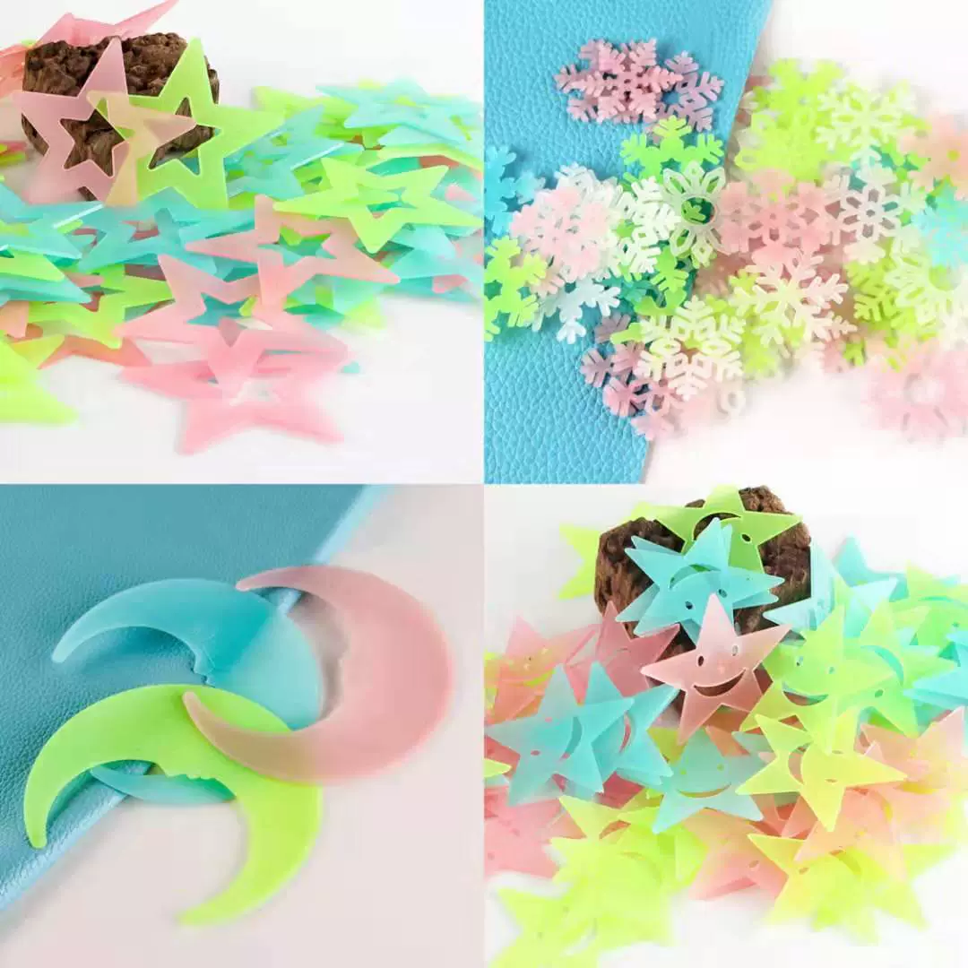 Фабрика прямое улыбающееся лицо пятиконечная звезда Луна Снежинка отмечает светящиеся наклейки флуоресцентные наклейки Спальня украшение дома оптом