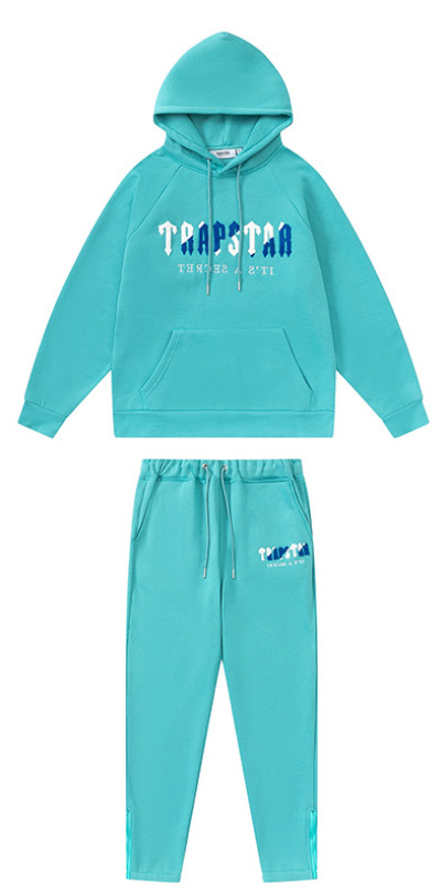 Trapstar Rainbow degradado carta cabeza de tigre bordado con capucha suéter pantalones largos deportes casual traje forrado de lana
