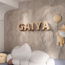 3d立体感墙纸岩石logo壁布网红童装童鞋直播间背景墙卡通装饰壁纸