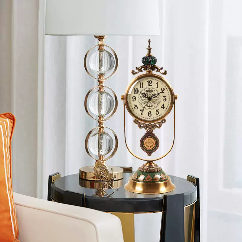 欧式座钟客厅家用桌面时钟摆件钟表摆放台式美式轻奢装饰石英钟表
