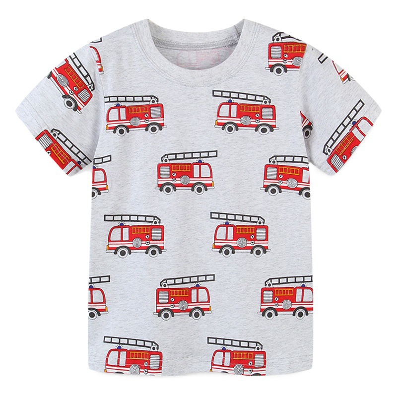 Camiseta de manga corta para niños de estilo europeo y americano camiseta de verano para niños nuevos cuello redondo de dibujos animados para niños