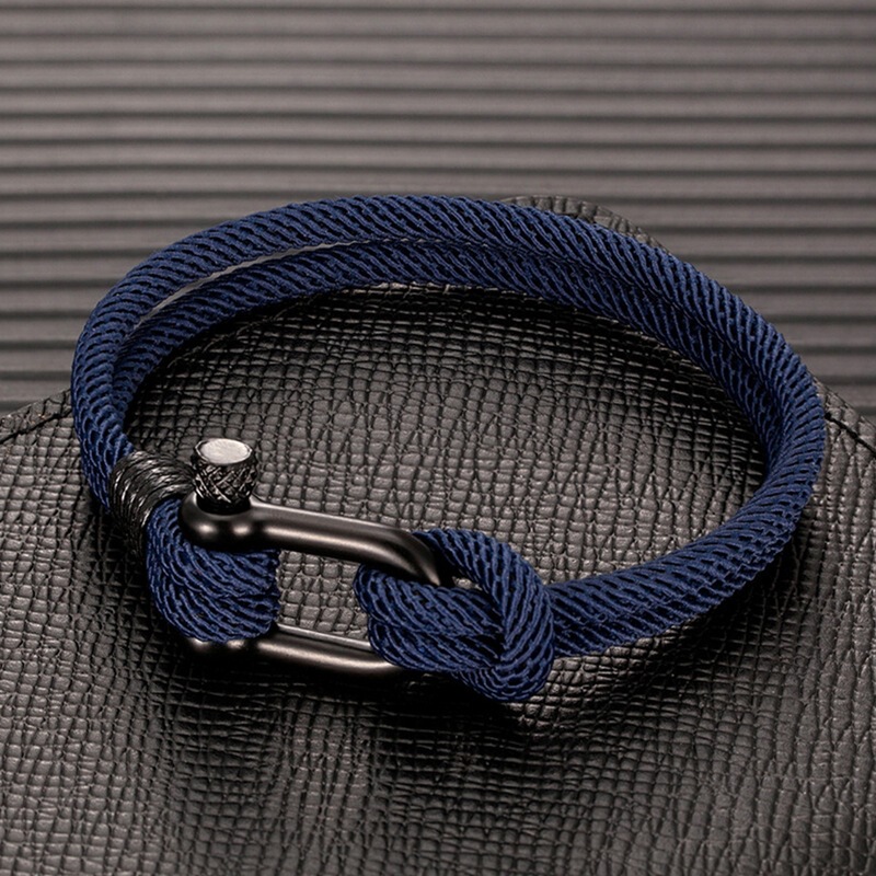 Cross-border Explosions U-shaped Horseshoe Buckle Bracelet Men's Stainless Steel Couple Milan Rope Outdoor Lovers Bracelet Cross-border Explosions U-shaped Horseshoe Buckle Bracelet Men's Stainless Steel Couple Milan Rope Outdoor Lovers Bracelet