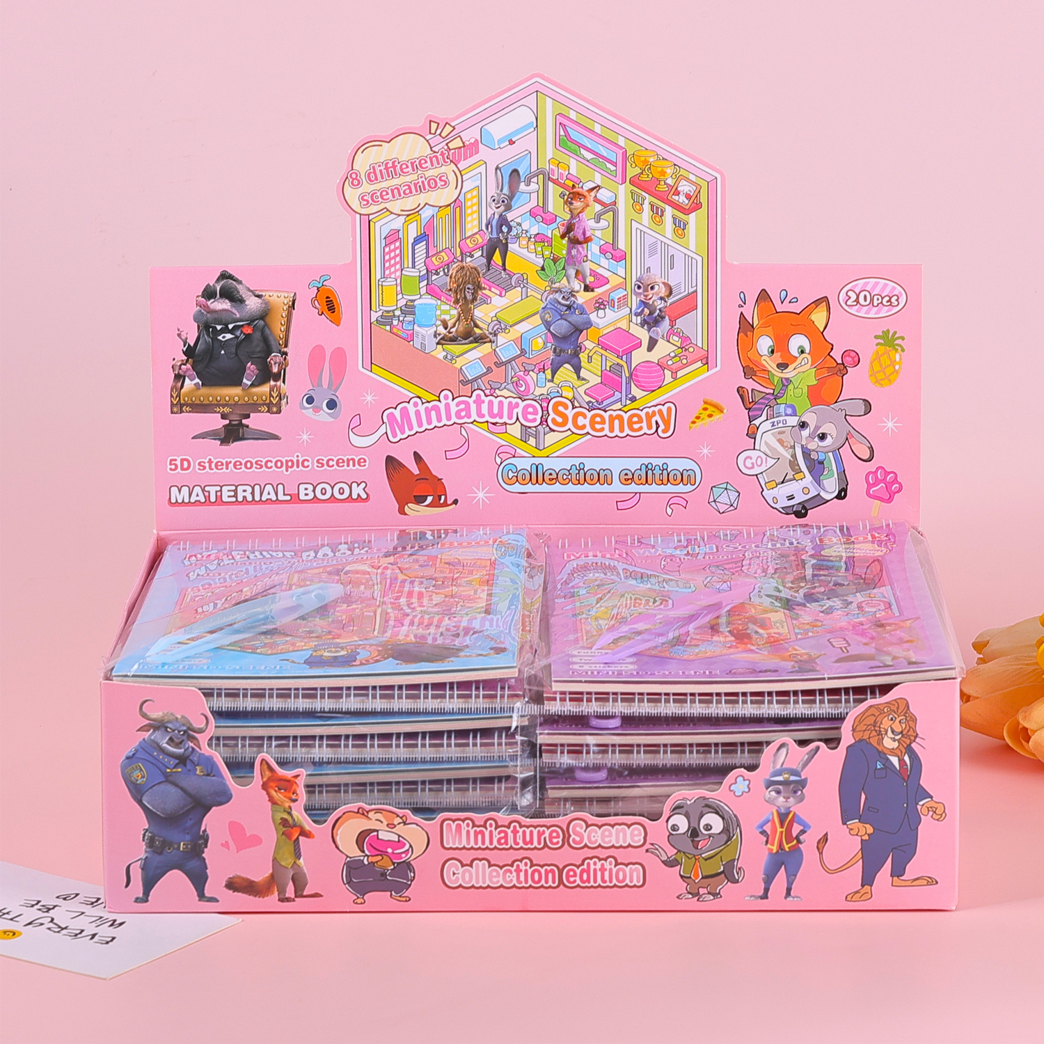 Caricatura niña miniatura colección de libros de niños divertidos PET a prueba de agua campana paisaje bobina libro mayorista