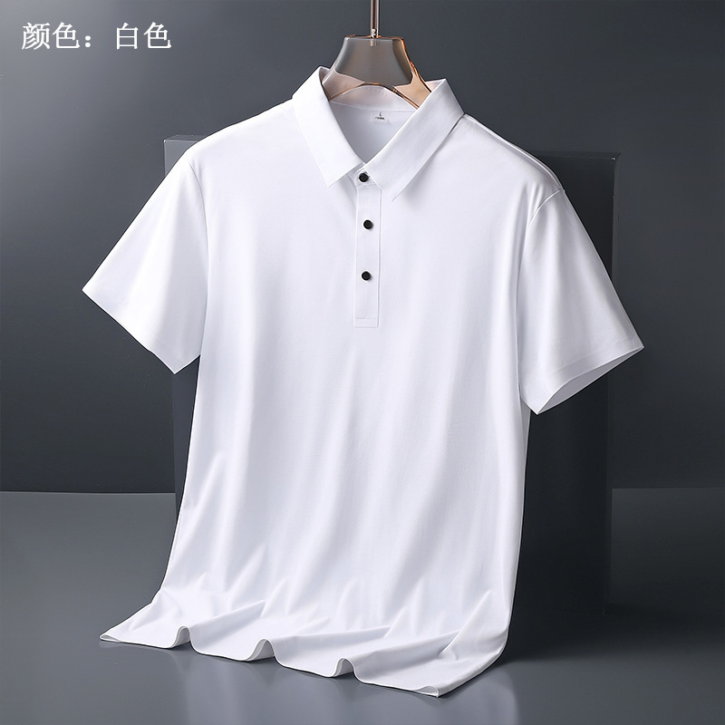 Camiseta de polo de hombre de negocios sin marcas verano sensación de hielo piel transpirable camiseta de seda de hielo ropa de trabajo de manga corta puede imprimir LOGO