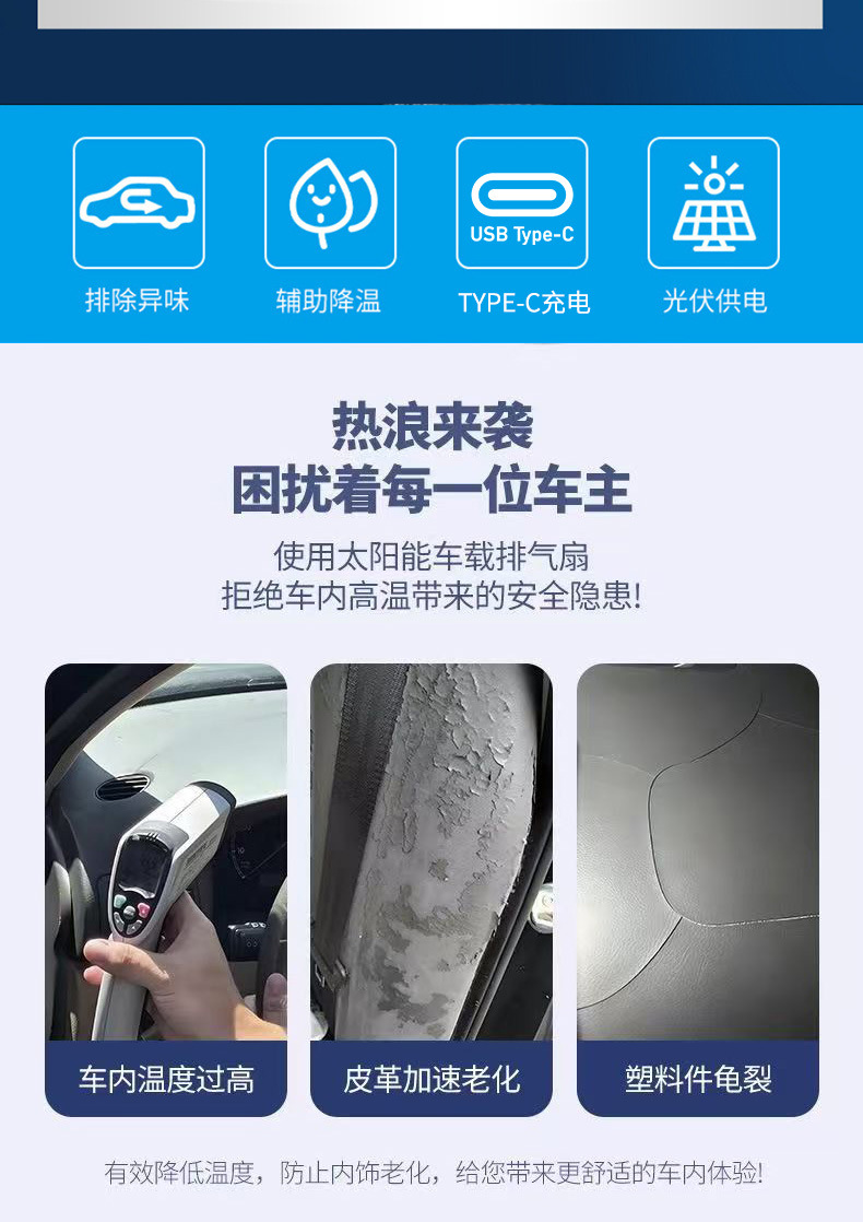 Solar-Powered Car Exhaust Fan, Ventilation Fan, Smoke Exhaust Fan, Air Circulation Exhaust Fan, Cigarette Lighter, Car Cooling Device