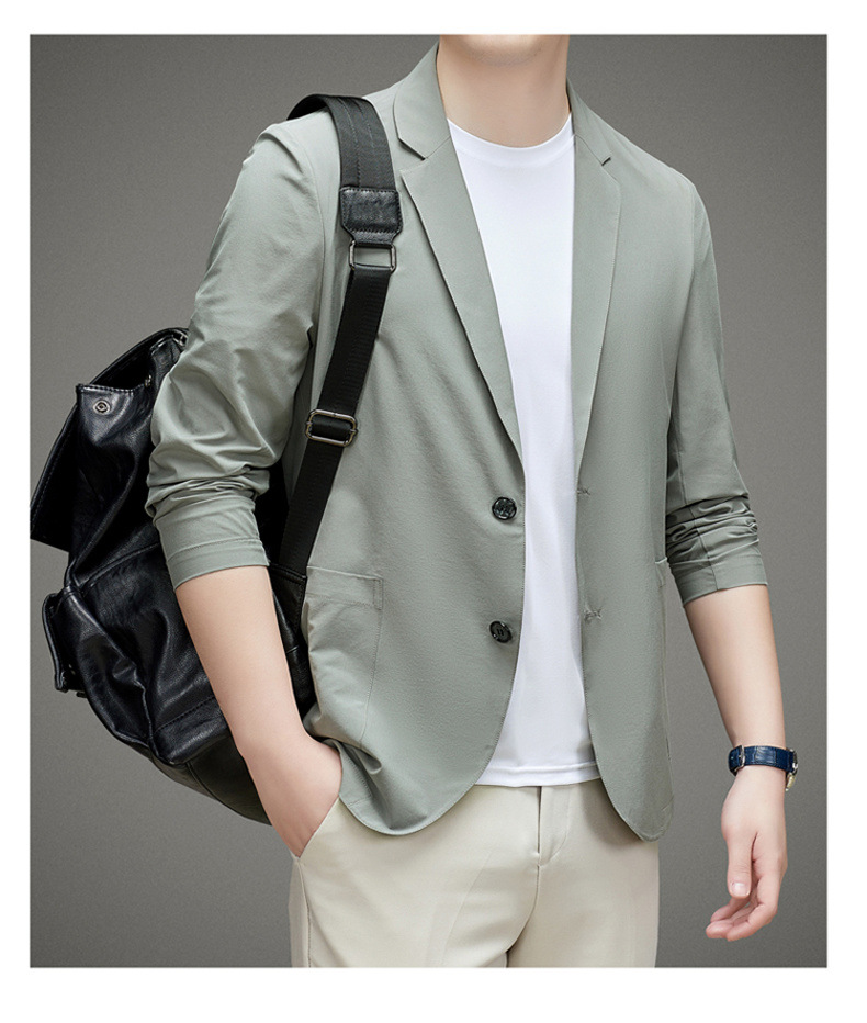 男士单西服春夏季轻薄款冰丝防晒衣高级感商务新款休闲小西装外套详情14