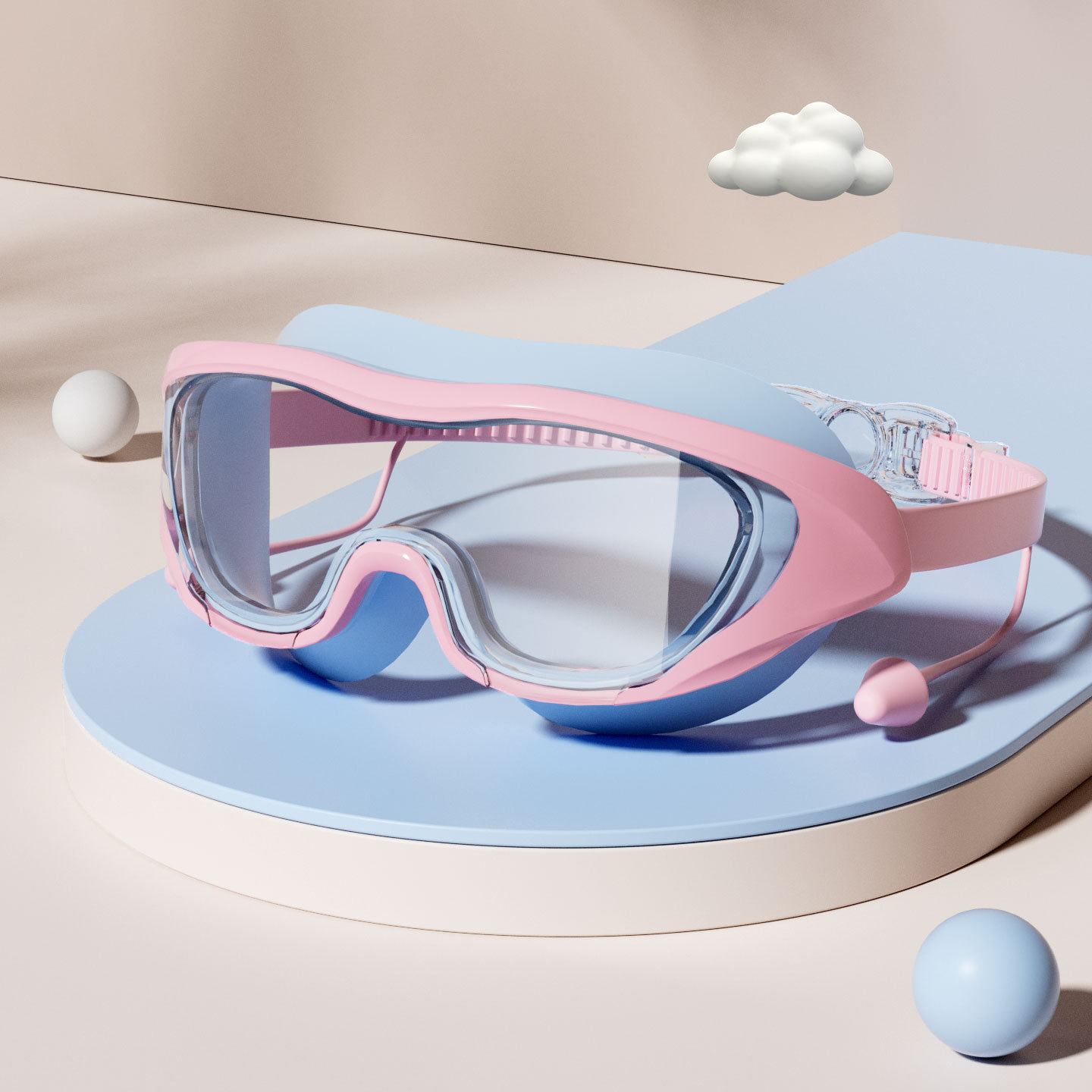 Set de Gafas y Gorro de Natación de Marco Grande PC y Silicona Antivaho e Impermeable para Adultos