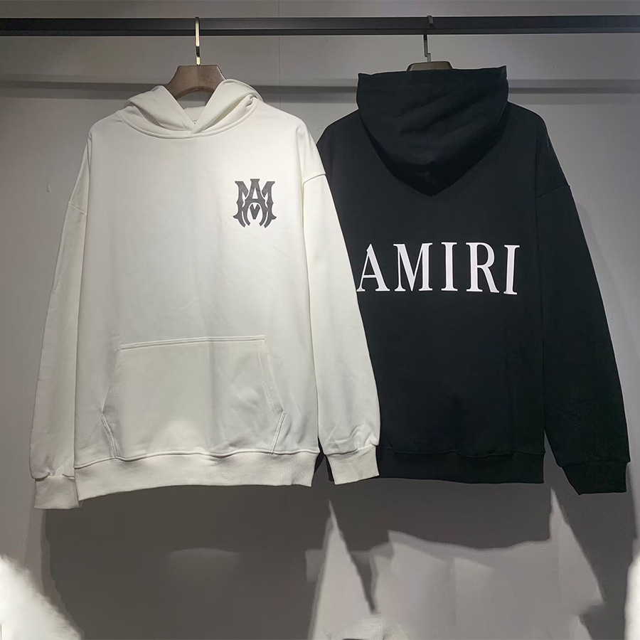 AMIRI suéter colección de letras de impresión transfronterizas 360 gramos de anillo masculino suelto casual sudadera encapuchada