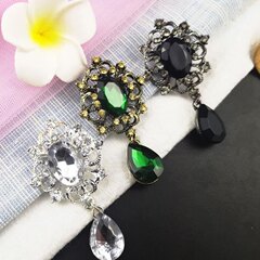 欧美新款时尚水滴胸针镶钻水晶吊坠胸花服饰小众百搭领针别针配件