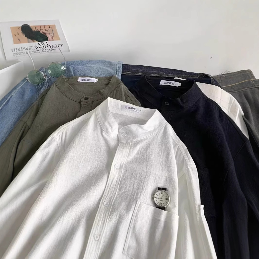 亚麻衬衫男短袖衬衣宽松男装中国风夏季棉麻男士纯色简约cec上衣