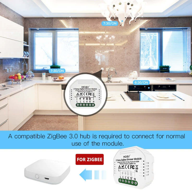 Умный диммируемый выключатель Tuya Zigbee 3.0 скрытый модуль диммирования DIY/2 канала
