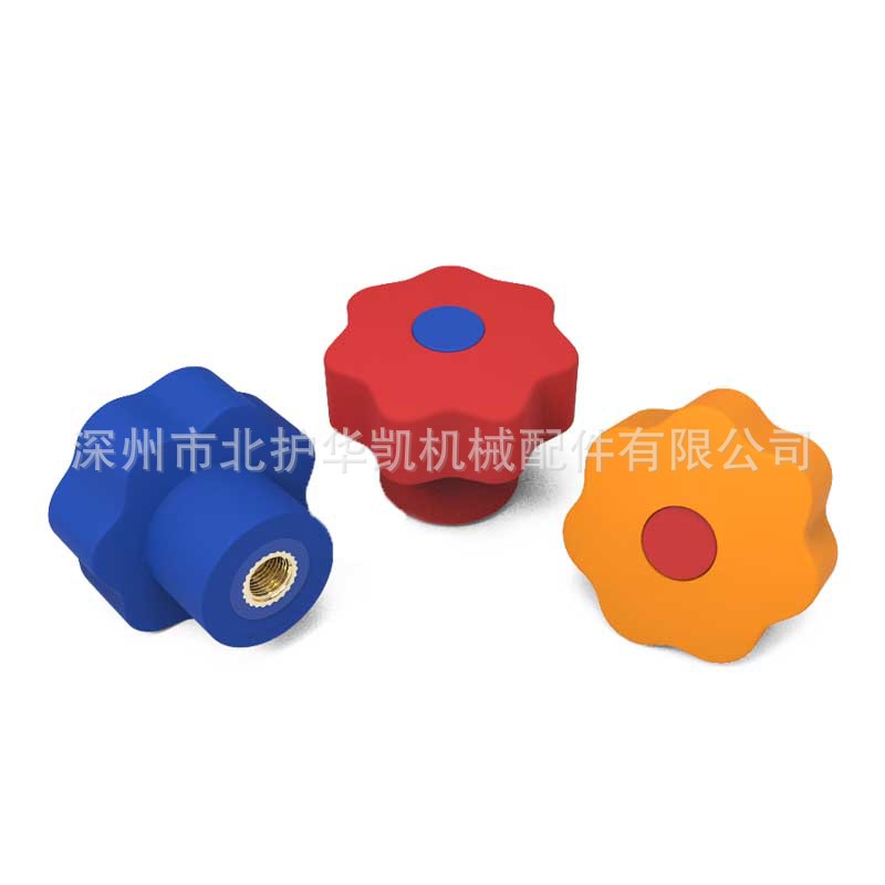 华凯胶木通孔星形把手 黑色机床电木星形手柄 内螺纹梅花通孔把手