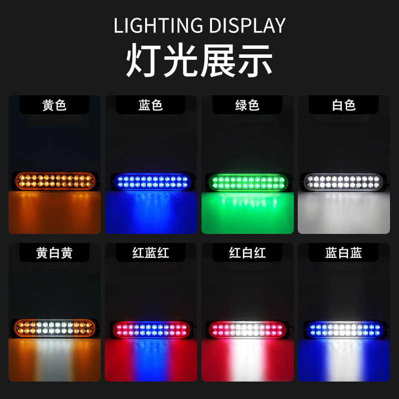 Dual fila 24 lámparas de advertencia de camión 24LED estallar lámparas laterales ultra delgadas