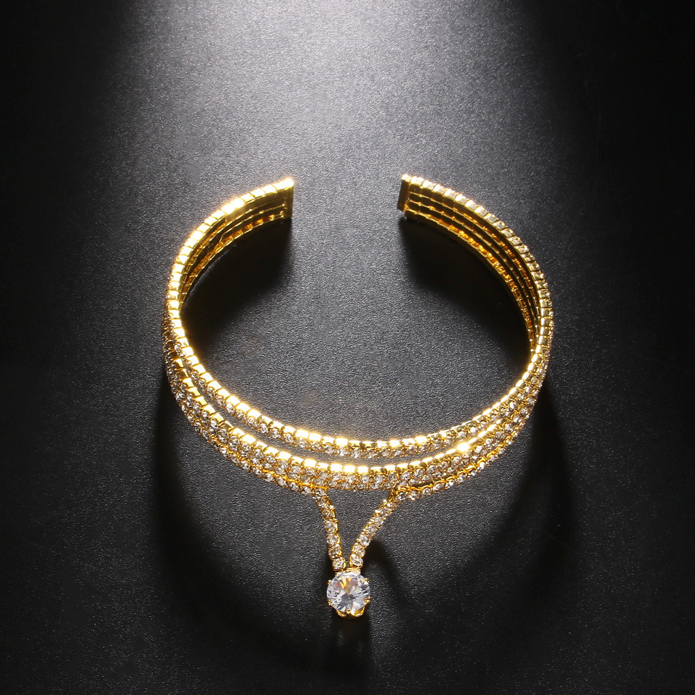 Amazon venta caliente rhinestone pulsera personalizada simple multi-capa pulsera moda todos los accesorios pulsera