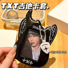 韓娛txt吉他愛豆小卡收納保護套拍立得展示掛件卡包女PVC卡套三寸