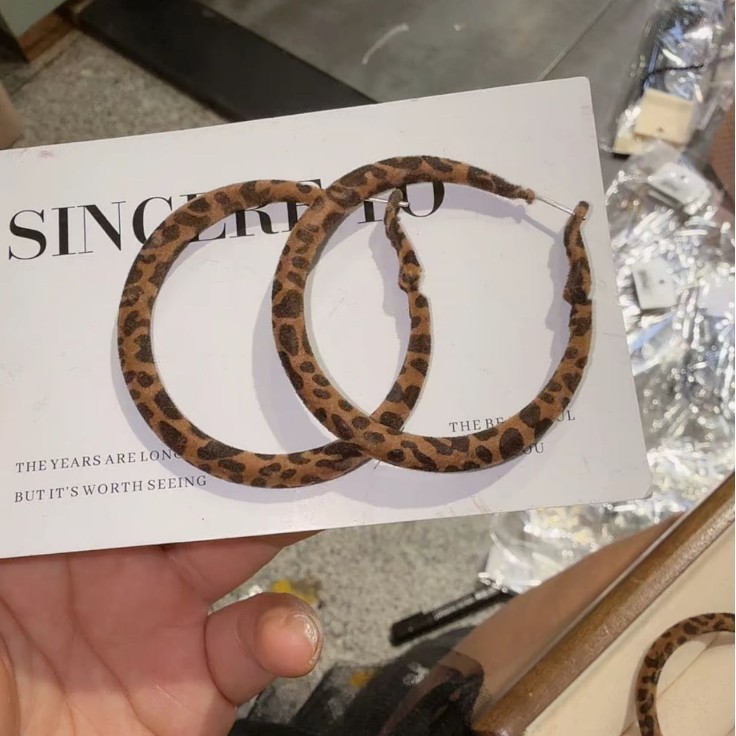 银针复古美拉德豹纹几何耳环轻奢高级感耳圈女时尚耳饰设计感小众|undefined