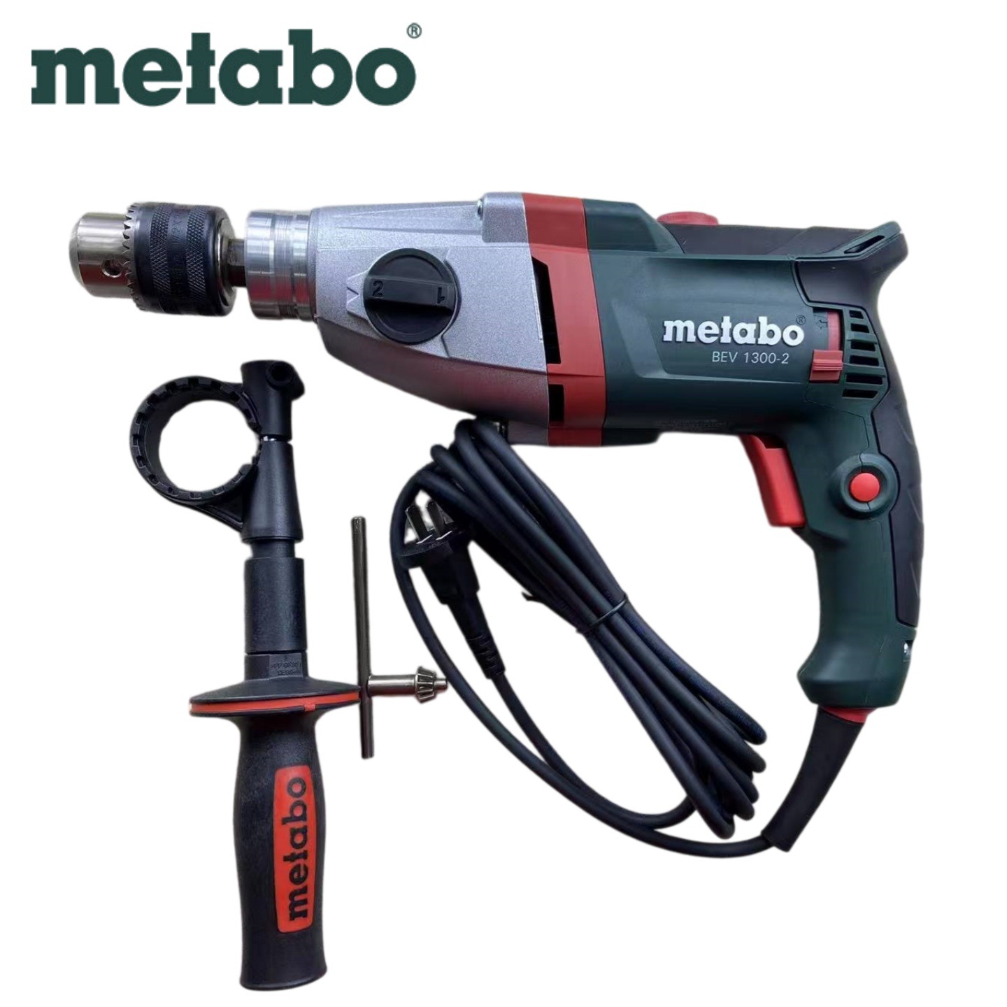 Metabo BEV1300-2 high-power cordless drill for industrial metal drilling, 1300W, 13mm