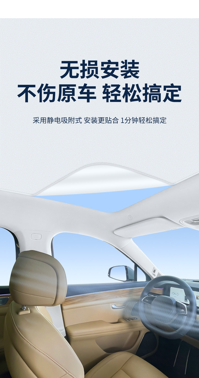 Suitable for Hongmeng Huawei Wenjie M5M7M9 Zhijie R7 Electrostatic Adsorption Sunroof Heat Insulation Sunshade Curtain