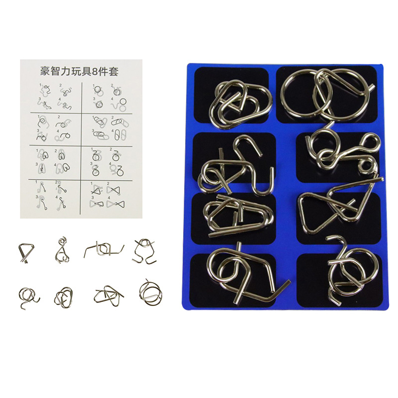 Creativo anillo de desbloqueo intelectual hebilla M juego completo de bloqueo Luban para estudiantes Juego de bloqueo de Kongming de mano para niños al por mayor