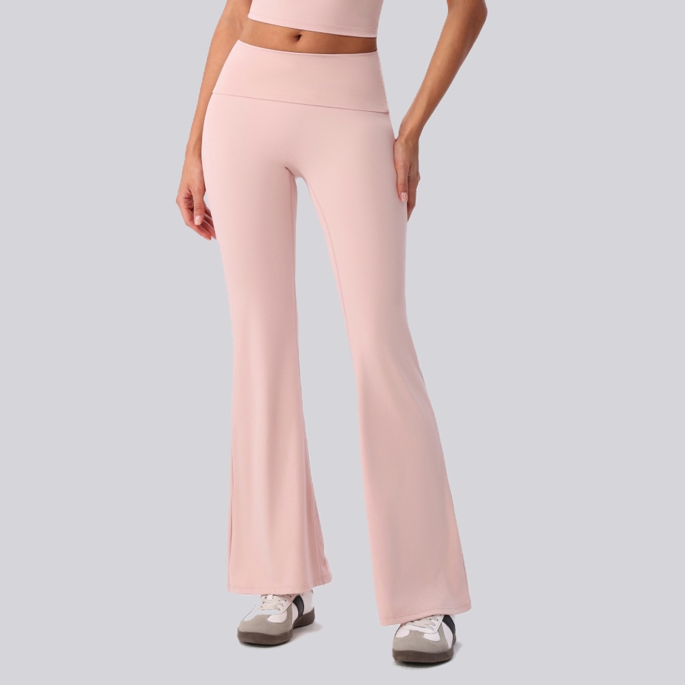Nuevos pantalones de yoga transfronterizos europeos y estadounidenses secados rápidos de cintura alta desnudos pantalones deportivos de entrenamiento para correr pantalones largos