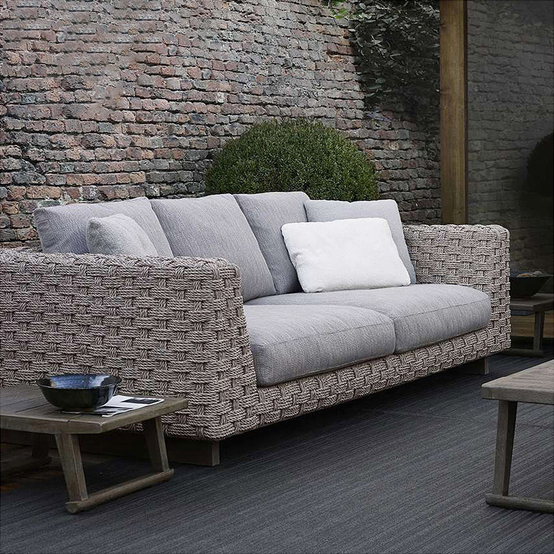 Sofá al aire libre silla de caña hecha a mano alojamiento pastoral estilo de ocio del sudeste asiático villa muebles de patio combinación de muebles de caña