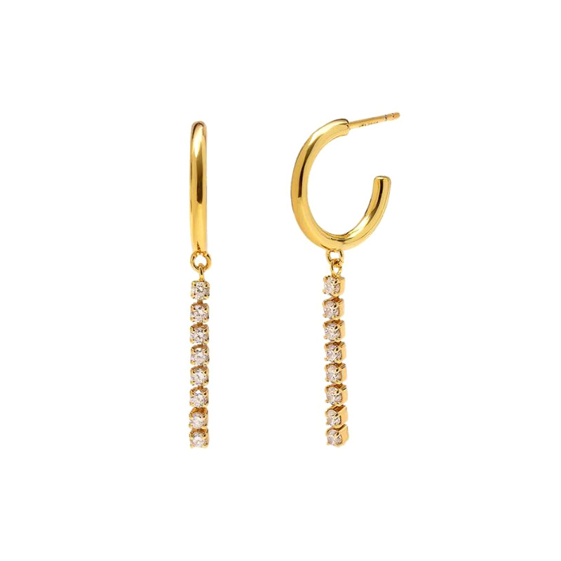 European And American Color Diamond Rainbow Earrings Long Ear Buckle display picture 2