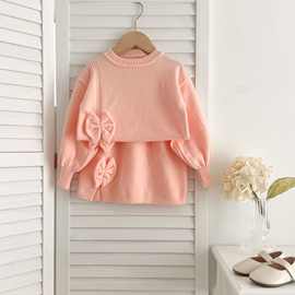 套裙2025秋冬女童新款套裙蝴蝶结毛衣裙两件套儿童秋冬短裙