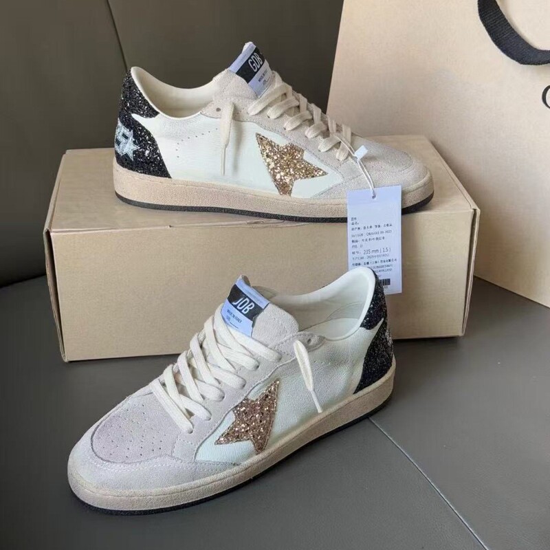 Korean Full Rhinestone Sequin Distressed Sneakers Unisex Retro Casual Sports White Shoes 2025 New Model Lace-Up Hand-Painted