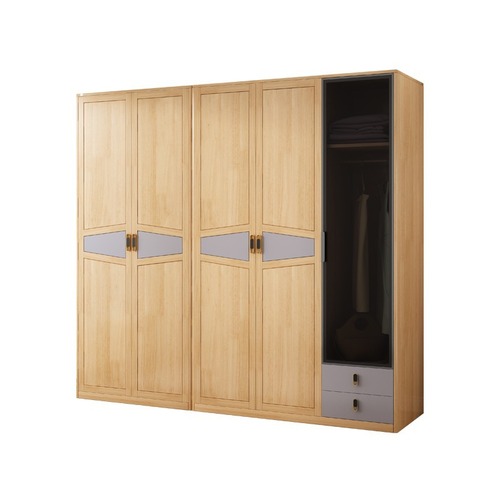 北欧实木衣柜现代简约对开门储物柜小户型两门三门衣柜卧室大衣橱
