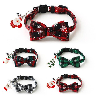2024 Christmas Series Pet Collar Snowflake Bow Dog Collar Cat Collar Cat Belt Cross Border Hot Sale