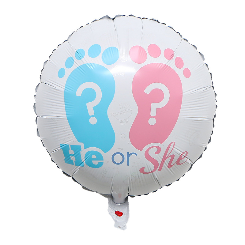 18-inch He or She Round Aluminum Foil Balloon Baby Gender Reveal Party Decoration and Arrangement Aluminum Foil Balloon