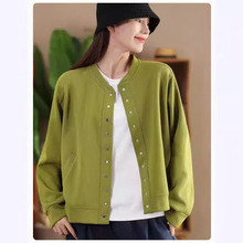 古咖服饰秋款针织棉外套女式螺纹立领长袖时尚棒球服休闲开衫上衣