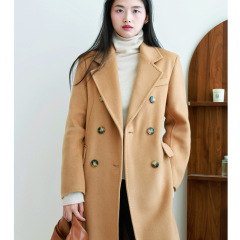 【限定特価】サメイ ロングスーツ ハイカウント ラムカシミヤ ダブル前立てコート インテリジェント両面ウールラペルカラー