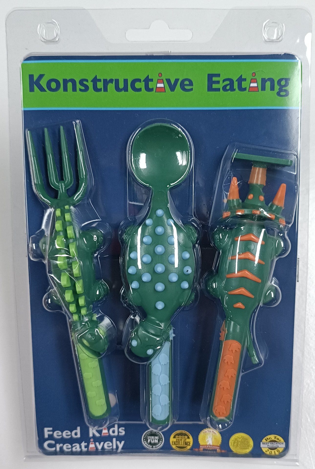 Dinneractive coche excavadora pala tenedor pala plato vajilla para niños tres traje