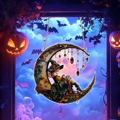 国境を越えて人気のハロウィンカボチャランタン小道具装飾品、ショーケース吊り下げ飾り、屋外シーン布製魔女アクリル
