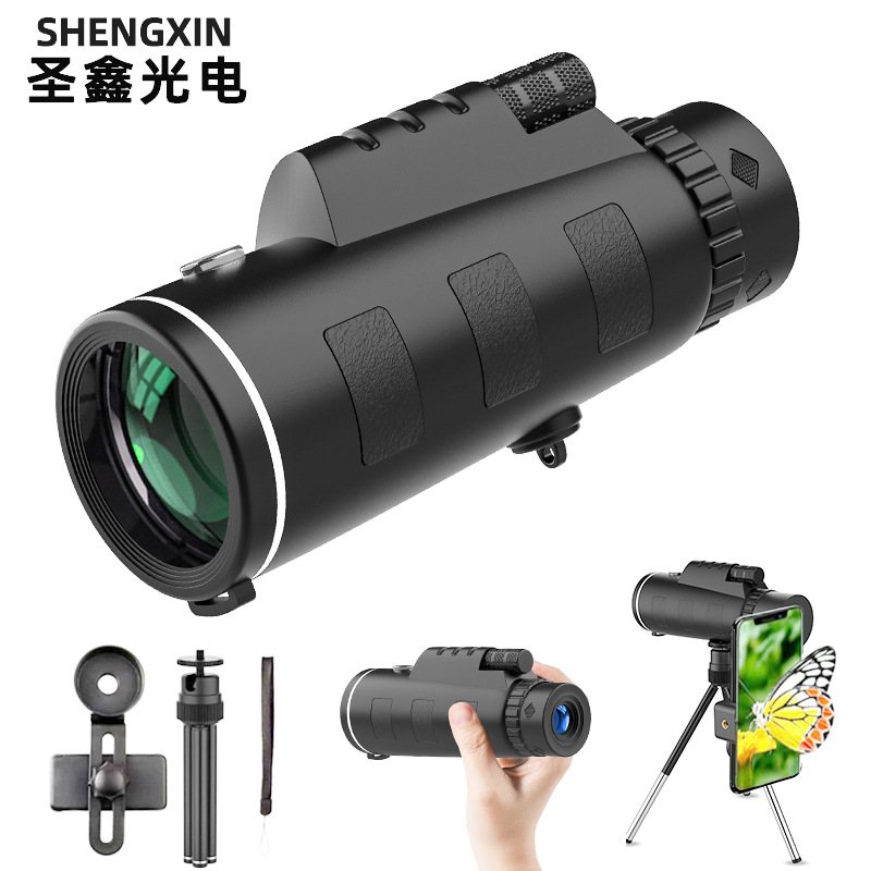 厂家批发单筒望远镜40X60高清高倍微光夜视带指南针户外手机拍照