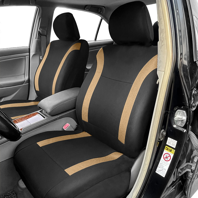 Universal car seat covers for driver and passenger seats, color-matched complete set, full coverage fabric seat cushions