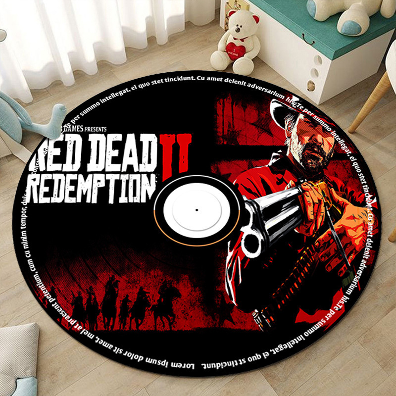 卡通动漫圆形水晶绒地毯家用卧室书房茶几防滑耐脏耐磨好清理脚垫