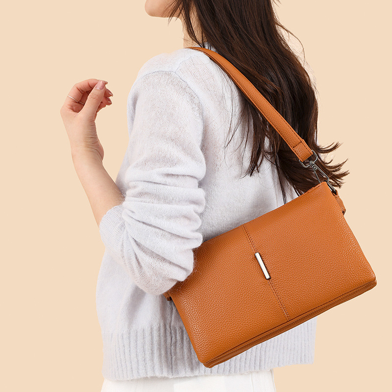 2026 Cross-Border New Genuine Leather Underarm Bag Women's Single Shoulder Crossbody Bag Top Grain Cowhide Commuter Small Square Bag Wholesale - Thumbnail 2