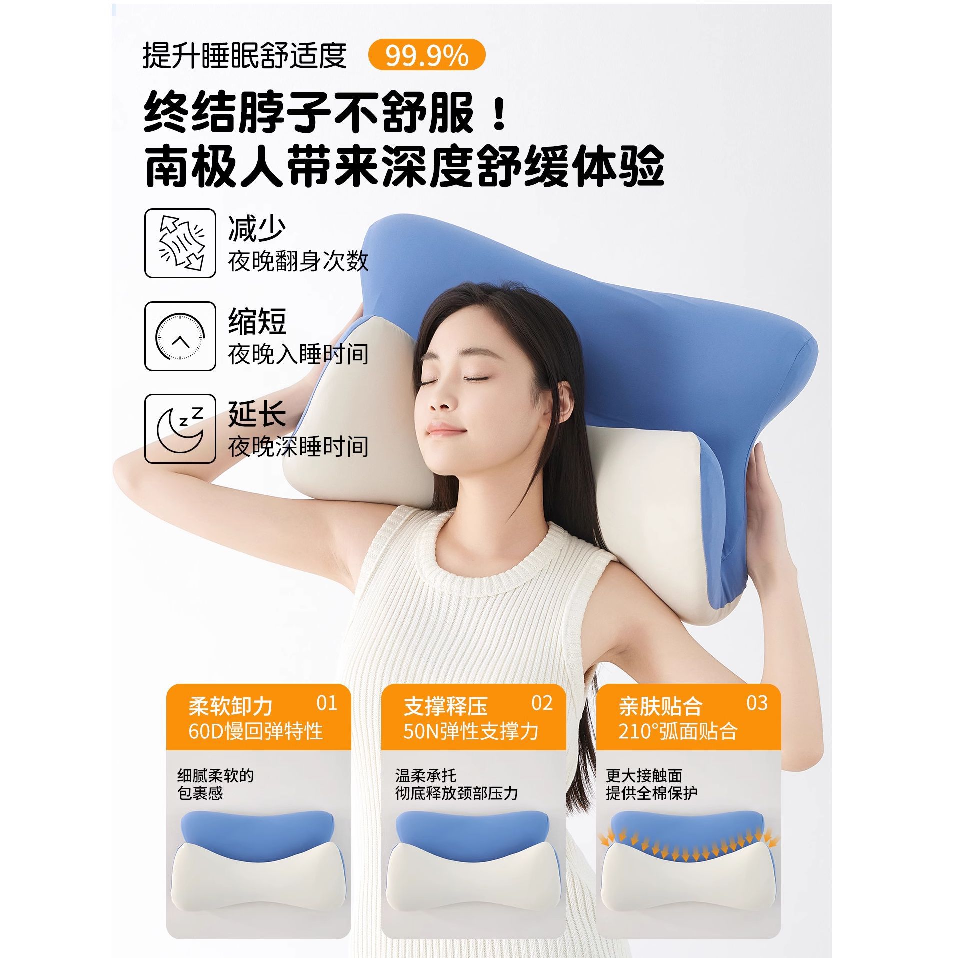 almohada especial para proteger la columna vertebral cervical para ayudar a dormir almohada de algodón de memoria para adultos dormitorio de estudiantes almohada de descanso ergonómica