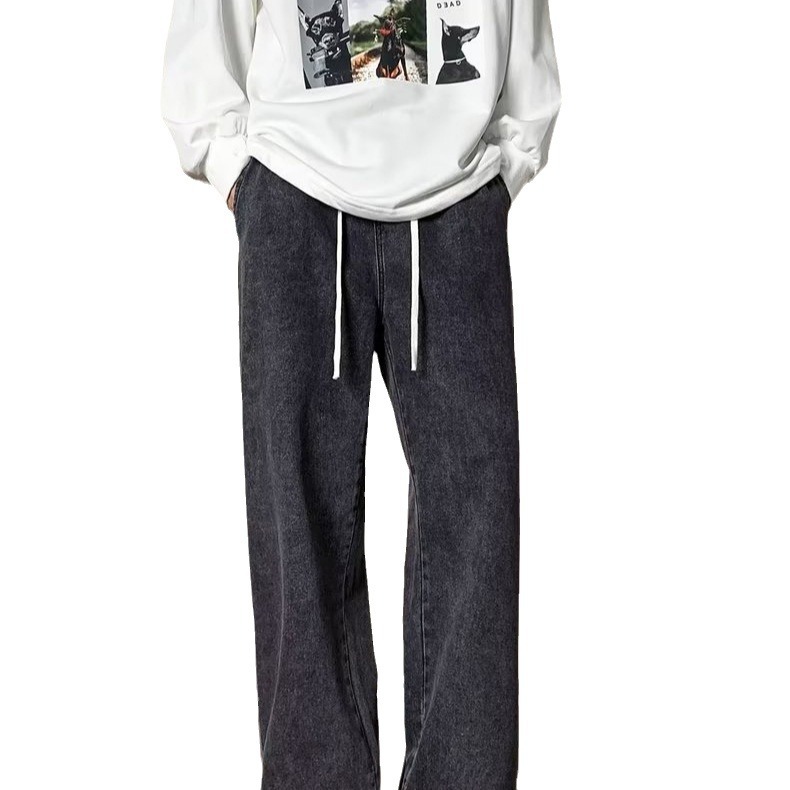 Primavera y otoño American Retro High Street Trend Marca Vaqueros de todo fósforo de moda lavados Vaqueros rectos delgados para hombres