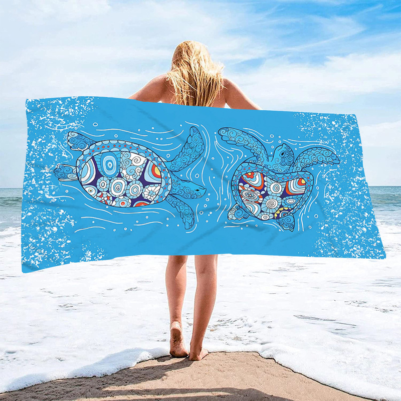 Mandala Turtle Double-sided Fleece Quick-drying Printed Beach Towel Adult Swimming Bath Towel Microfiber Beach Bath Towel