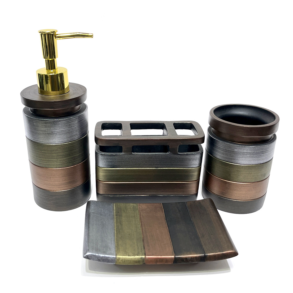 Juego de baño para el hogar de estilo europeo ins decoración de baño de hotel de cuatro piezas pintura de resina botella de desinfectante de manos caja de jabón