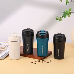 カスタマイズされたステンレス鋼二層コーヒーカップ真空フリップバウンスダブルストローサーマルカップ車のギフトウォーターカップ