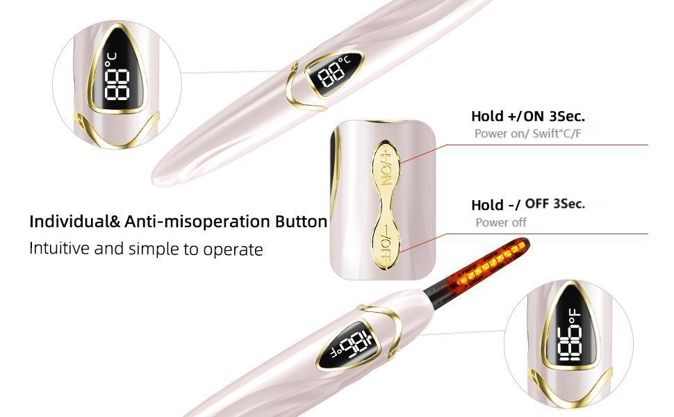 Powder Gold Rechargeable Electric Heated Eyelash Curler, Eyelash Crimper S600 Eyelash Curling Tool TYPE C Rechargeable Precise Temperature Control