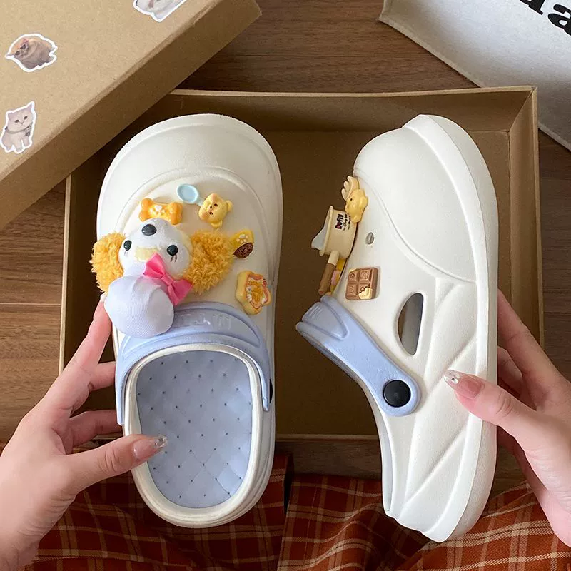 Женские сабо на толстой подошве, летняя пляжная обувь 2025 года, новая модель, нескользящие, с эффектом увеличения роста, как у туфельки-тапочек.