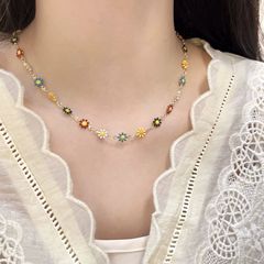 小清新デイジー花ブレスレットネックレスins風衝突色デザインネックチェーン新アクセサリー卸売り